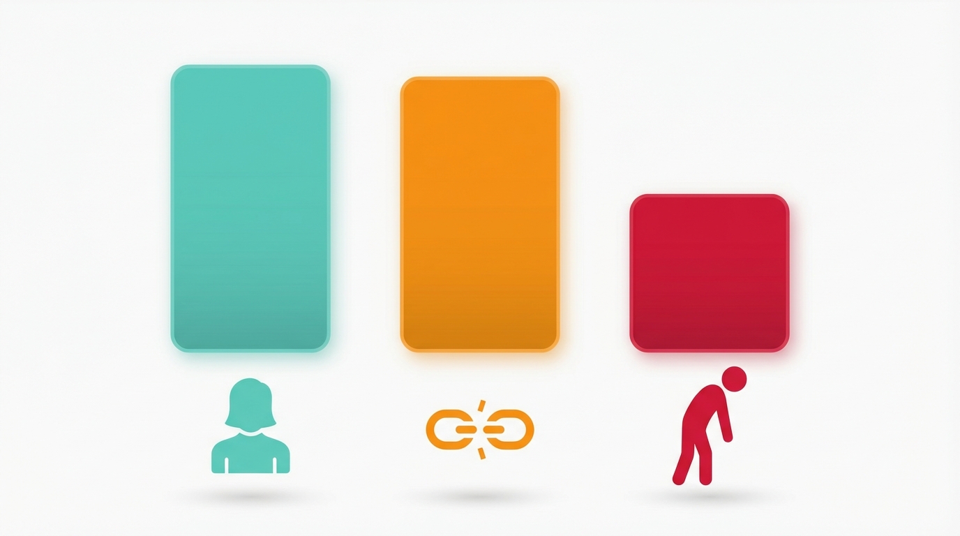 Three color-coded bars representing study statistics: lack of representation, no industry contacts, and discrimination