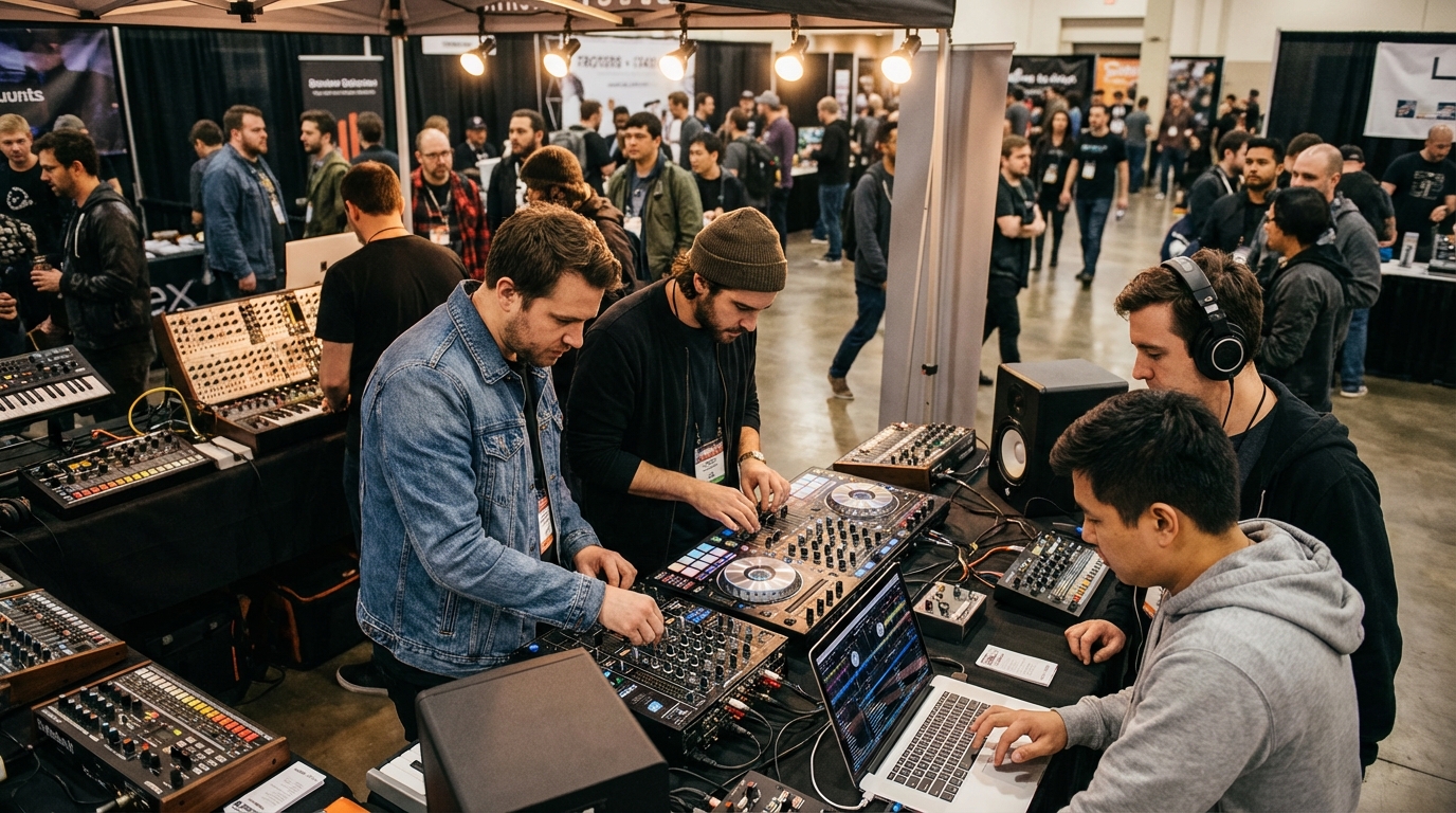 DJs hands-on demo at NAMM Show 2026