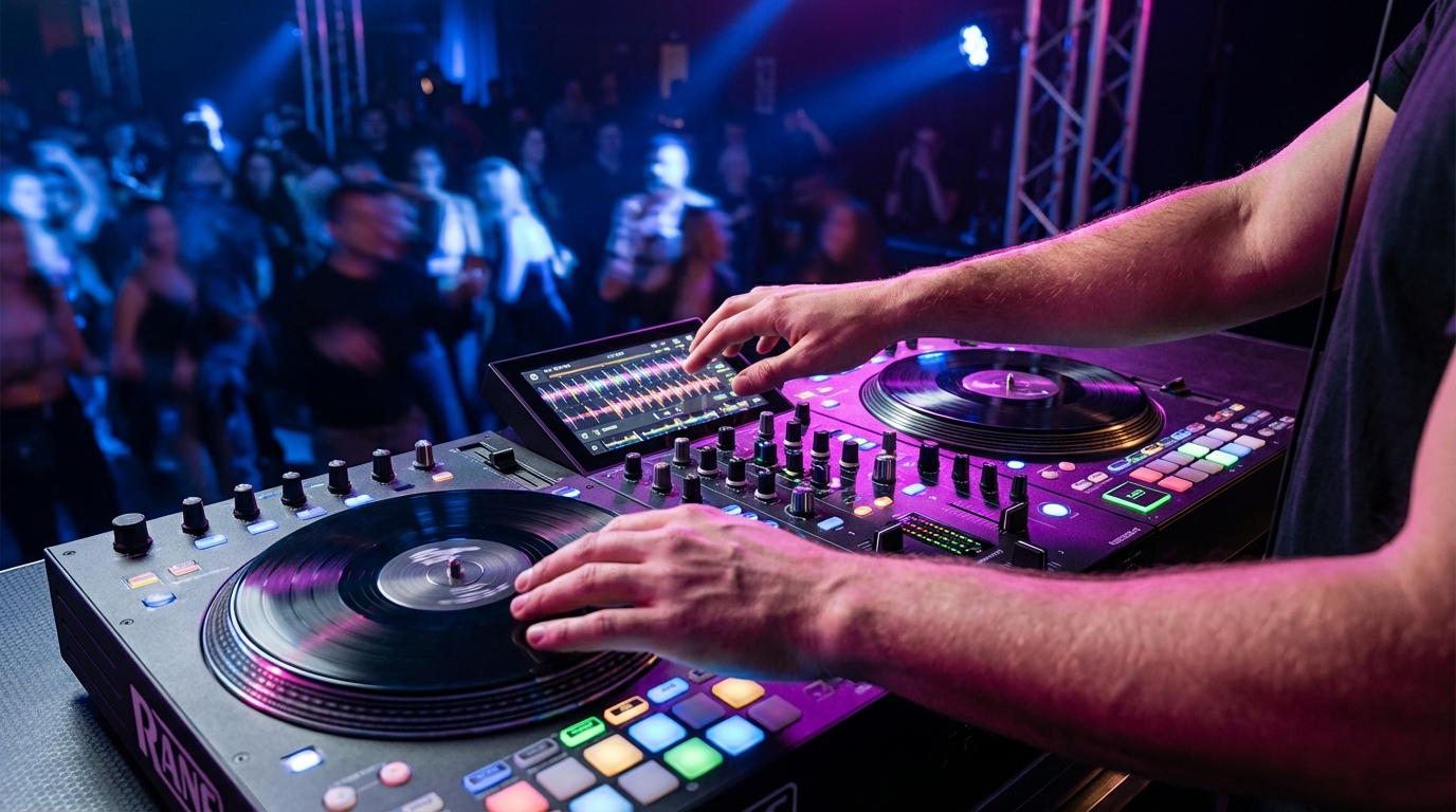 DJ performing live on Rane System One in club setting